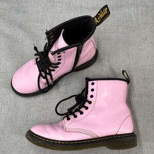 Dr. Martens Combat Boots Pink Patent‎ Leather Pastel Lace Up 1460 Women's Size 5